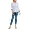 imageZac ampamp Rachel Womens Pull on Shirt with Flexible Zipper Neckline and 34 Button Rolled Up SleeveWhite