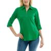 imageZac ampamp Rachel Womens Pull on Shirt with Flexible Zipper Neckline and 34 Button Rolled Up SleeveJelly Bean