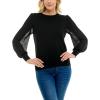imageZac ampamp Rachel Womens Sweater Knit  Pleated Chiffon BlouseBlack Beauty