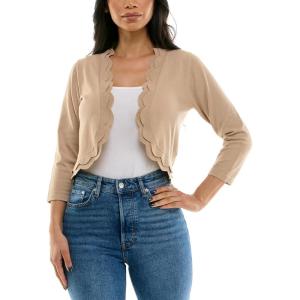 imageZac ampamp Rachel Womens 34 Sleeve Open Faced Shrug with Tiered Scallop DetailsSand