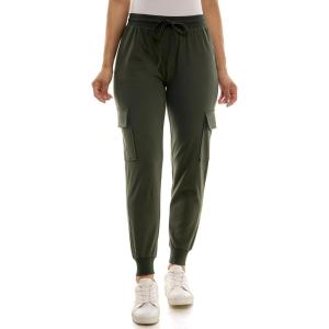 imageZac ampamp Rachel Womens Brushed Dty Cargo Jogger with Functional Pockets and Tie WaistbandOlive