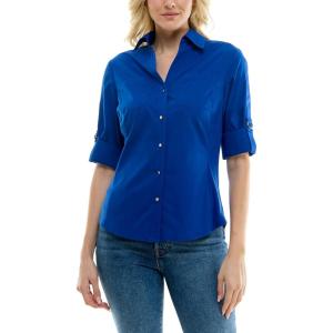 imageZac ampamp Rachel Womens Button Up Shirt with Two Front Pocket Design and Rolled 34 SleeveSurf the Web