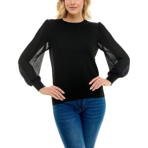 imageZac ampamp Rachel Womens Sweater Knit  Pleated Chiffon BlouseBlack Beauty