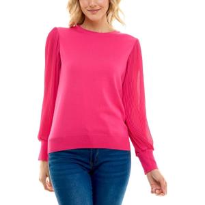 imageZac ampamp Rachel Womens Sweater Knit  Pleated Chiffon BlouseCabaret
