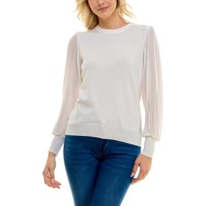 imageZac ampamp Rachel Womens Sweater Knit  Pleated Chiffon BlouseGardenia