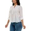 imageZac ampamp Rachel Womens 34 Sleeve LinenLike Blouse with Henley Collar and Pintucking DetailBright White