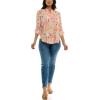 imageZac ampamp Rachel Womens 34 Sleeve LinenLike Blouse with Henley Collar and Pintucking DetailCoconut MilkCoral Sands