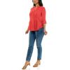 imageZac ampamp Rachel Womens 34 Sleeve LinenLike Blouse with Henley Collar and Pintucking DetailHibiscus
