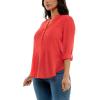 imageZac ampamp Rachel Womens 34 Sleeve LinenLike Blouse with Henley Collar and Pintucking DetailHibiscus