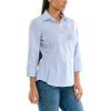 imageZac ampamp Rachel Womens 34 Sleeve Poplin Shirt with Fashion Details and Knit Insert for Comfortable FitChambray BlueWhite With Pearl Detail