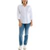 imageZac ampamp Rachel Womens 34 Sleeve Poplin Shirt with Fashion Details and Knit Insert for Comfortable FitWhite With Bow Ties Button Detail