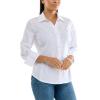 imageZac ampamp Rachel Womens 34 Sleeve Poplin Shirt with Fashion Details and Knit Insert for Comfortable FitWhite With Bow Ties Button Detail