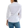 imageZac ampamp Rachel Womens 34 Sleeve Poplin Shirt with Fashion Details and Knit Insert for Comfortable FitWhite With Butterfly Embroidery
