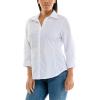 imageZac ampamp Rachel Womens 34 Sleeve Poplin Shirt with Fashion Details and Knit Insert for Comfortable FitWhite With Butterfly Embroidery