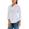 imageZac ampamp Rachel Womens 34 Sleeve Poplin Shirt with Fashion Details and Knit Insert for Comfortable FitWhite With Butterfly Group Embroidery
