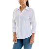 imageZac ampamp Rachel Womens 34 Sleeve Poplin Shirt with Fashion Details and Knit Insert for Comfortable FitWhite With Floral Button Detail