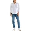 imageZac ampamp Rachel Womens 34 Sleeve Poplin Shirt with Fashion Details and Knit Insert for Comfortable FitWhite With Floral Button Detail