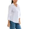 imageZac ampamp Rachel Womens 34 Sleeve Poplin Shirt with Fashion Details and Knit Insert for Comfortable FitWhite With Pearl Trim