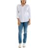 imageZac ampamp Rachel Womens 34 Sleeve Poplin Shirt with Fashion Details and Knit Insert for Comfortable FitWhite With Pearl Trim