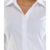 imageZac ampamp Rachel Womens 34 Sleeve Poplin Shirt with Fashion Details and Knit Insert for Comfortable FitWhite With Pearl Trim