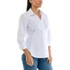imageZac ampamp Rachel Womens 34 Sleeve Poplin Shirt with Fashion Details and Knit Insert for Comfortable FitWhite With Seam Stiching Detail