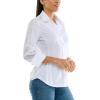 imageZac ampamp Rachel Womens 34 Sleeve Poplin Shirt with Fashion Details and Knit Insert for Comfortable FitWhite With Sleeve Rhinestone Floral Detail