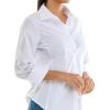 imageZac ampamp Rachel Womens 34 Sleeve Poplin Shirt with Fashion Details and Knit Insert for Comfortable FitWhite With Sleeve Rhinestone Heart Detail
