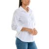 imageZac ampamp Rachel Womens 34 Sleeve Poplin Shirt with Fashion Details and Knit Insert for Comfortable FitWhite With Sleeve Rhinestone Heart Detail