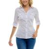 imageZac ampamp Rachel Womens Button Down Top with Functional Chest PocketsOptic White