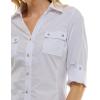 imageZac ampamp Rachel Womens Button Down Top with Functional Chest PocketsOptic White