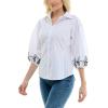 imageZac ampamp Rachel Womens Button Up Shirt with 34 Blouson SleeveWhiteBlack