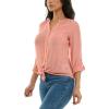 imageZac ampamp Rachel Womens Long Sleeve LinenLike Button Up Shirt with Front Tie  PocketBlooming Dahlia