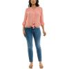 imageZac ampamp Rachel Womens Long Sleeve LinenLike Button Up Shirt with Front Tie  PocketBlooming Dahlia