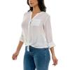 imageZac ampamp Rachel Womens Long Sleeve LinenLike Button Up Shirt with Front Tie  PocketBright White