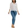 imageZac ampamp Rachel Womens Long Sleeve LinenLike Button Up Shirt with Front Tie  PocketBright White