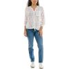 imageZac ampamp Rachel Womens Long Sleeve LinenLike Button Up Shirt with Front Tie  PocketBright WhiteCattleya Orchid