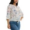 imageZac ampamp Rachel Womens Long Sleeve LinenLike Button Up Shirt with Front Tie  PocketCoconut MilkBlooming Dahlia