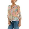 imageZac ampamp Rachel Womens Long Sleeve LinenLike Button Up Shirt with Front Tie  PocketFusion CoralDeep Wisteria