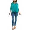 imageZac ampamp Rachel Womens Long Sleeve LinenLike Button Up Shirt with Front Tie  PocketLapis