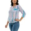 imageZac ampamp Rachel Womens Long Sleeve LinenLike Button Up Shirt with Front Tie  PocketLapisDiffused Orchid