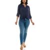 imageZac ampamp Rachel Womens Long Sleeve LinenLike Button Up Shirt with Front Tie  PocketNavy Blazer