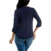 imageZac ampamp Rachel Womens Long Sleeve LinenLike Button Up Shirt with Front Tie  PocketNavy Blazer