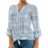 imageZac ampamp Rachel Womens Long Sleeve LinenLike Button Up Shirt with Front Tie  PocketWhiteOrchid Bloom