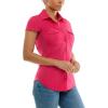imageZac ampamp Rachel Womens Short Sleeve Poplin Shirt with Knit Insert for Comfortable FitBright Rose