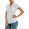 imageZac ampamp Rachel Womens Short Sleeve Poplin Shirt with Knit Insert for Comfortable FitWhite