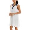 imageZac ampamp Rachel Womens Sleeveless Collared Contrast Slub DressBright WhiteNavy Blazer
