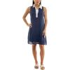 imageZac ampamp Rachel Womens Sleeveless Collared Contrast Slub DressNavy BlazerBright White