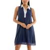 imageZac ampamp Rachel Womens Sleeveless Collared Contrast Slub DressNavy BlazerBright White