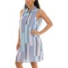imageZac ampamp Rachel Womens Sleeveless Collared Slub Dress with Adjustable Chest ZipperBright WhiteNavy Blazer