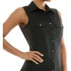 imageZac ampamp Rachel Womens Sleeveless Poplin Shirt with Silver Buttons and Knit Insert for Comfortable FitBlack